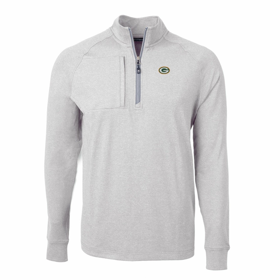 Green Bay Packers Cutter & Buck Big & Tall Adapt Eco Knit Quarter-Zip Pullover Top - Heather Gray - NFL