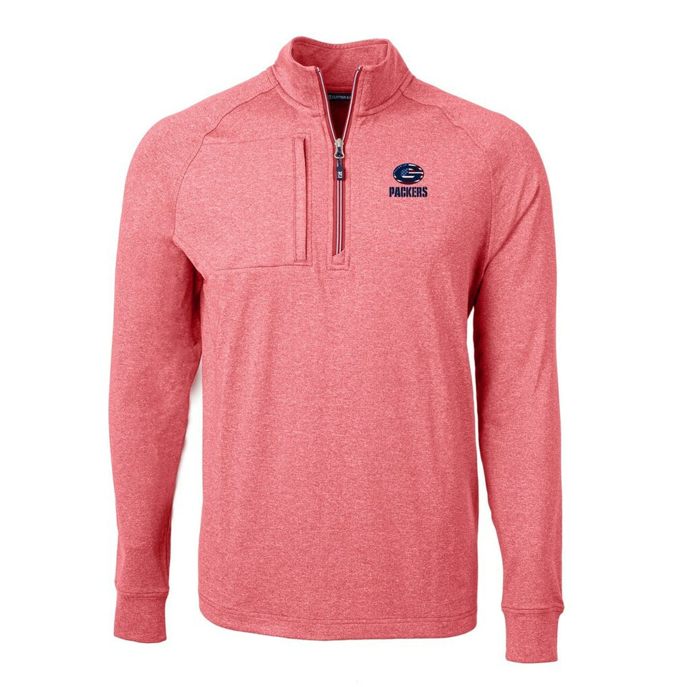 Green Bay Packers Cutter & Buck Big & Tall Adapt Eco Knit Quarter-Zip Pullover Top - Heather Red - NFL
