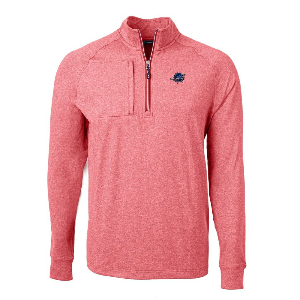 Miami Dolphins Cutter & Buck Big & Tall Adapt Eco Knit Quarter-Zip Pullover Top - Heather Red - NFL