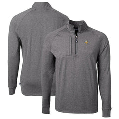 Minnesota Vikings Cutter & Buck Big & Tall Adapt Eco Knit Quarter-Zip Pullover Top - Heather Black - NFL