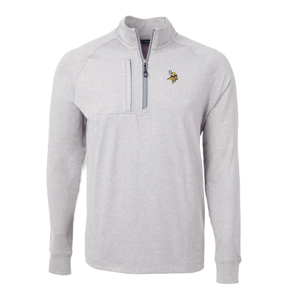 Minnesota Vikings Cutter & Buck Big & Tall Adapt Eco Knit Quarter-Zip Pullover Top - Heather Gray - NFL