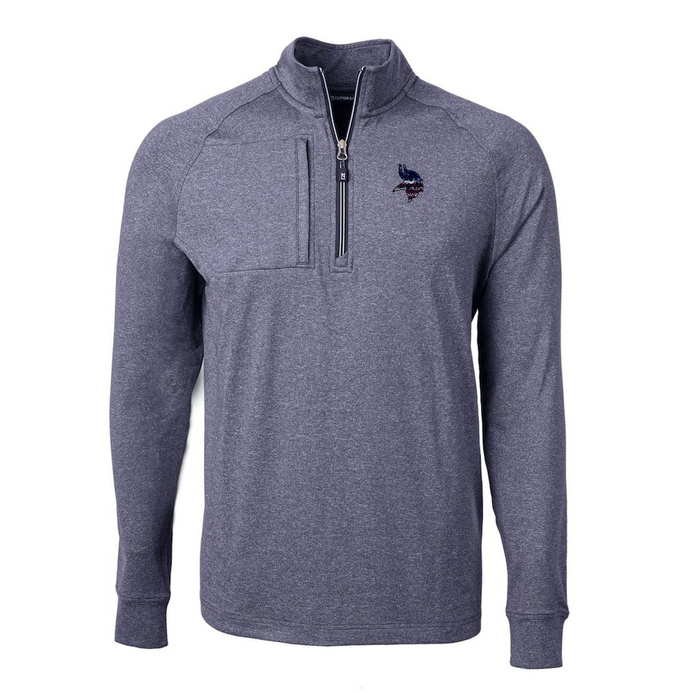 Minnesota Vikings Cutter & Buck Big & Tall Adapt Eco Knit Quarter-Zip Pullover Top - Heather Navy - NFL