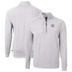 Pittsburgh Steelers Cutter & Buck Big & Tall Adapt Eco Knit Quarter-Zip Pullover Top - Heather Gray - NFL