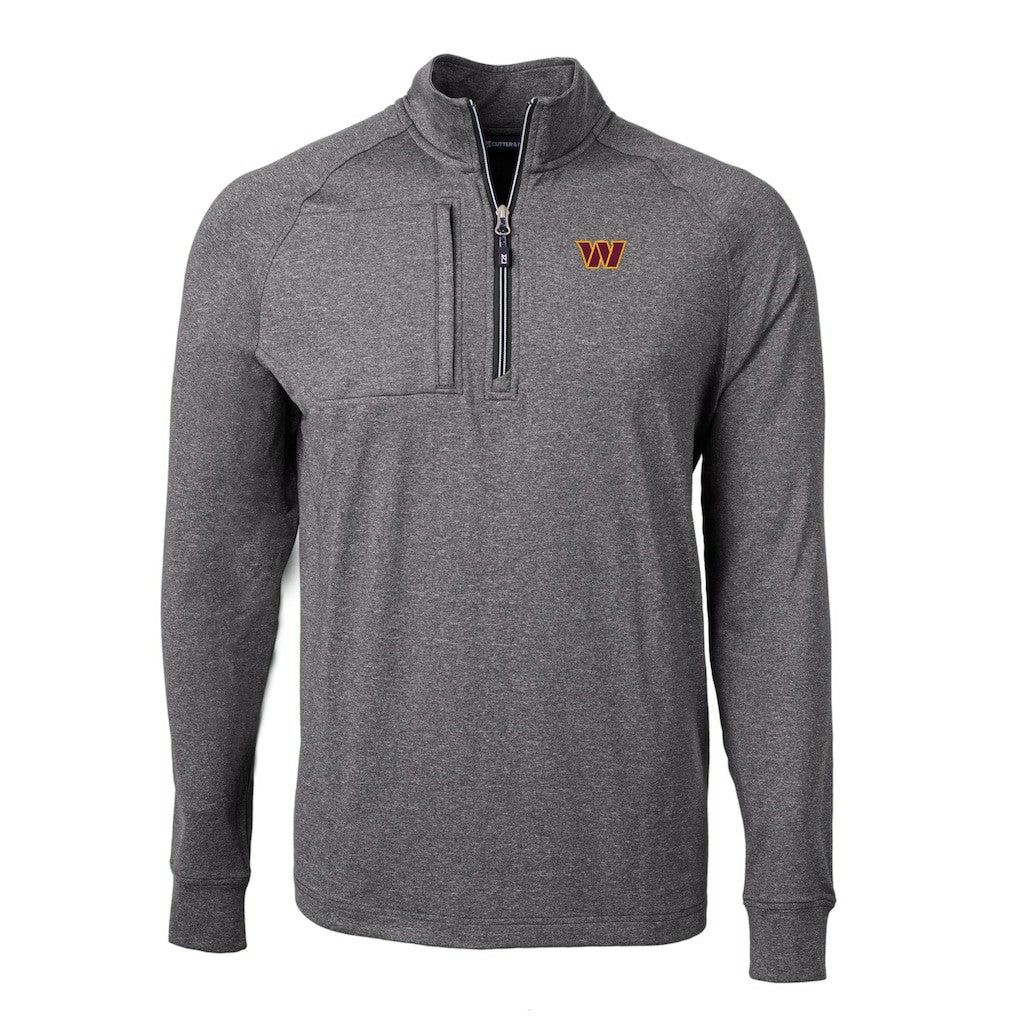 Washington Commanders Cutter & Buck Big & Tall Adapt Eco Knit Quarter-Zip Pullover Top - Heather Black - NFL