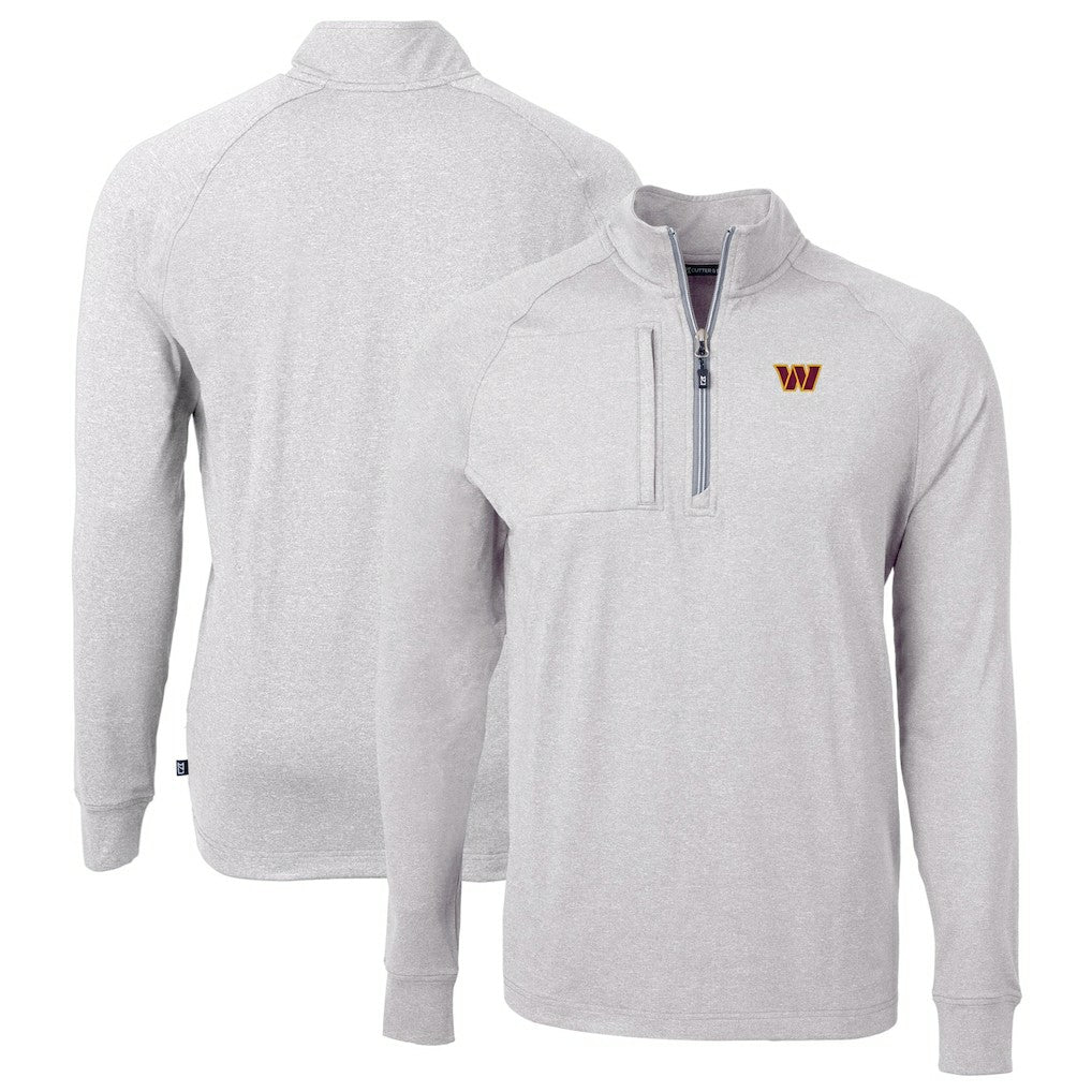 Washington Commanders Cutter & Buck Big & Tall Adapt Eco Knit Quarter-Zip Pullover Top - Heather Gray - NFL