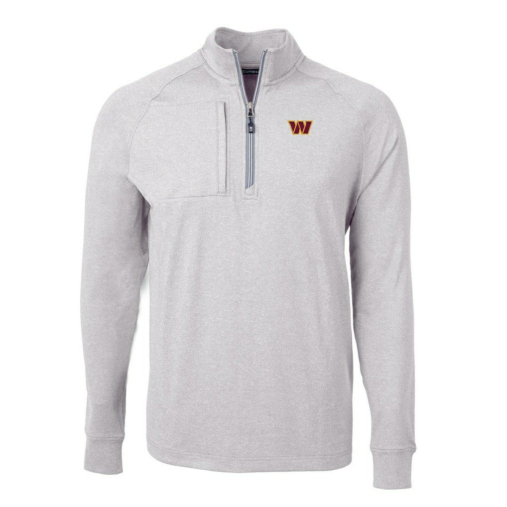 Washington Commanders Cutter & Buck Big & Tall Adapt Eco Knit Quarter-Zip Pullover Top - Heather Gray - NFL