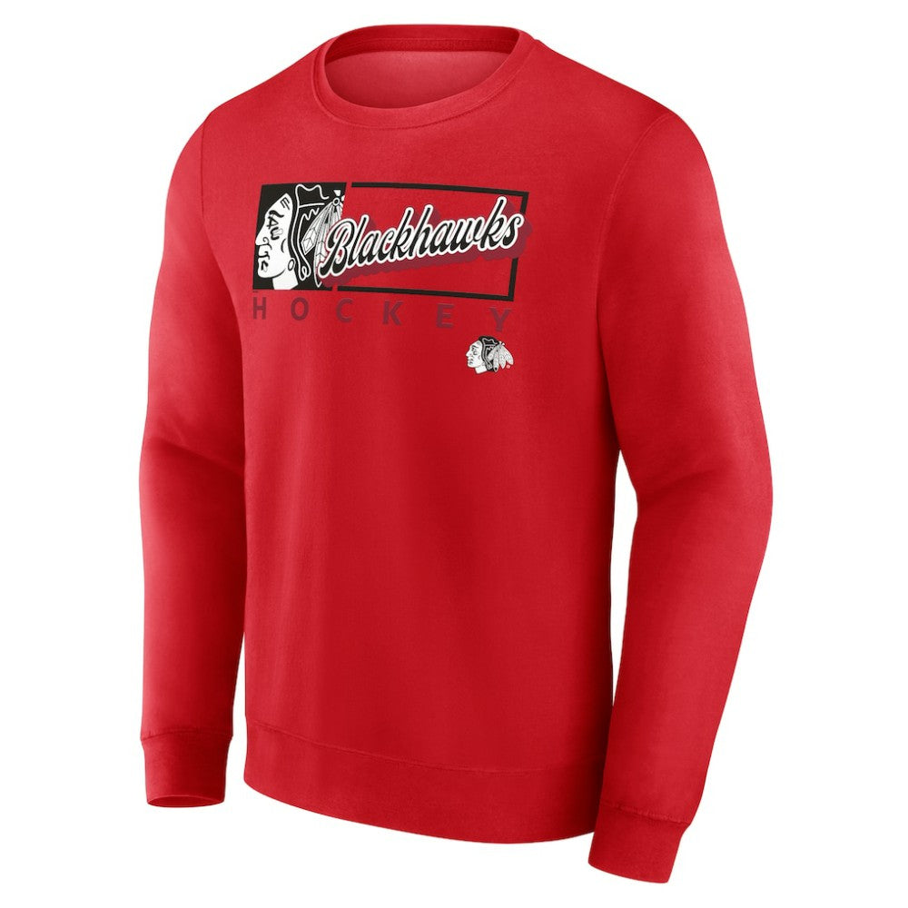 Chicago Blackhawks Fanatics Focus Fleece Pullover Sweatshirt - Red | Fanatics Lifestyle