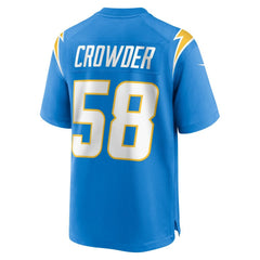 Tae Crowder Los Angeles Chargers Team Game Jersey - Powder Blue - Nike