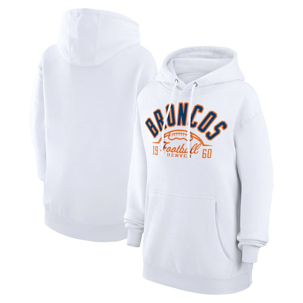 Denver Broncos Starter Unisex Half Ball Team Fleece Pullover Hoodie - White - NFL