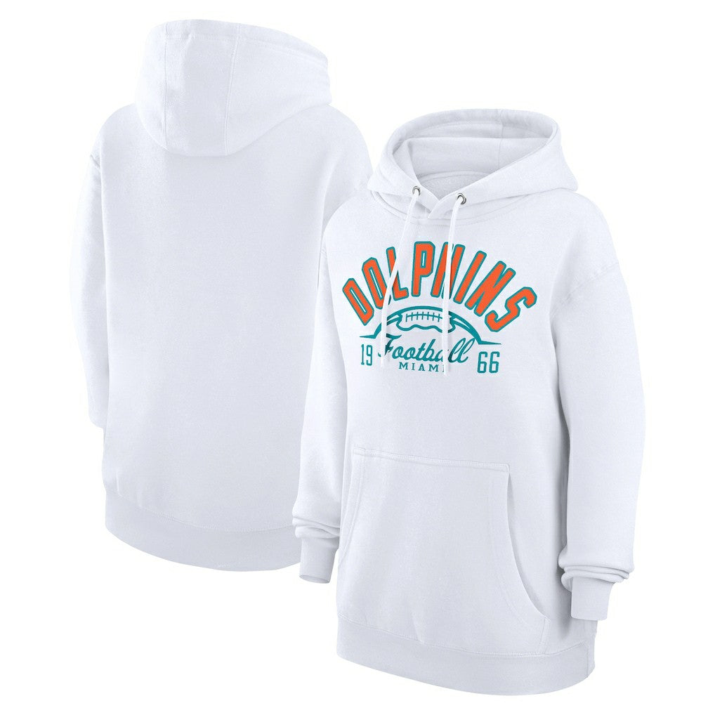 Miami Dolphins Starter Unisex Half Ball Team Fleece Pullover Hoodie - White - NFL