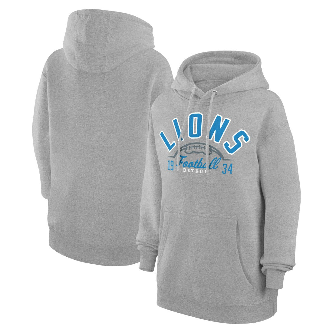Detroit Lions Starter Unisex Half Ball Team Fleece Pullover Hoodie - Heather Gray - NFL