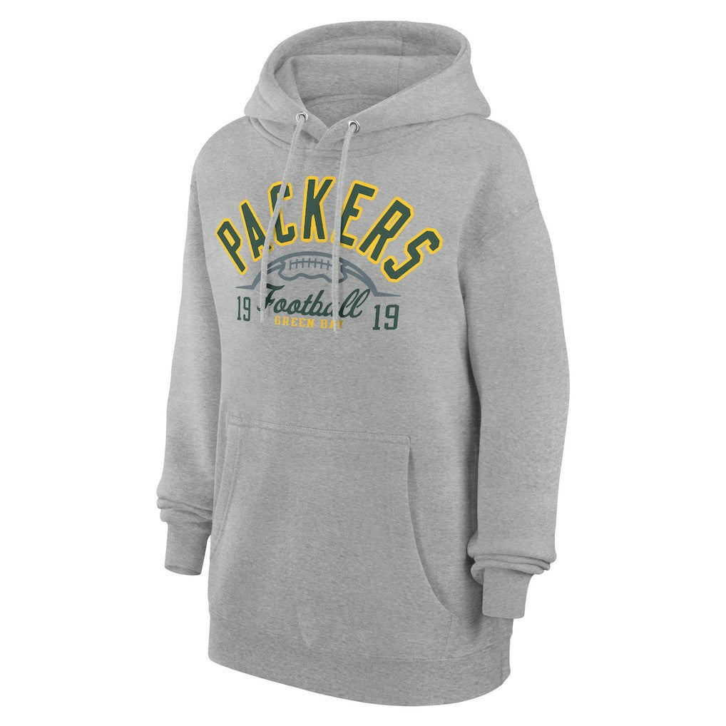 Green Bay Packers Starter Unisex Half Ball Team Fleece Pullover Hoodie - Heather Gray - NFL