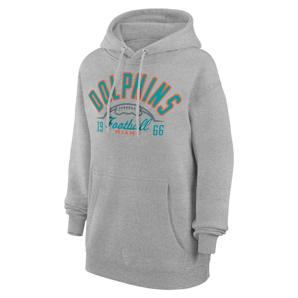 Miami Dolphins Starter Unisex Half Ball Team Fleece Pullover Hoodie - Heather Gray - NFL