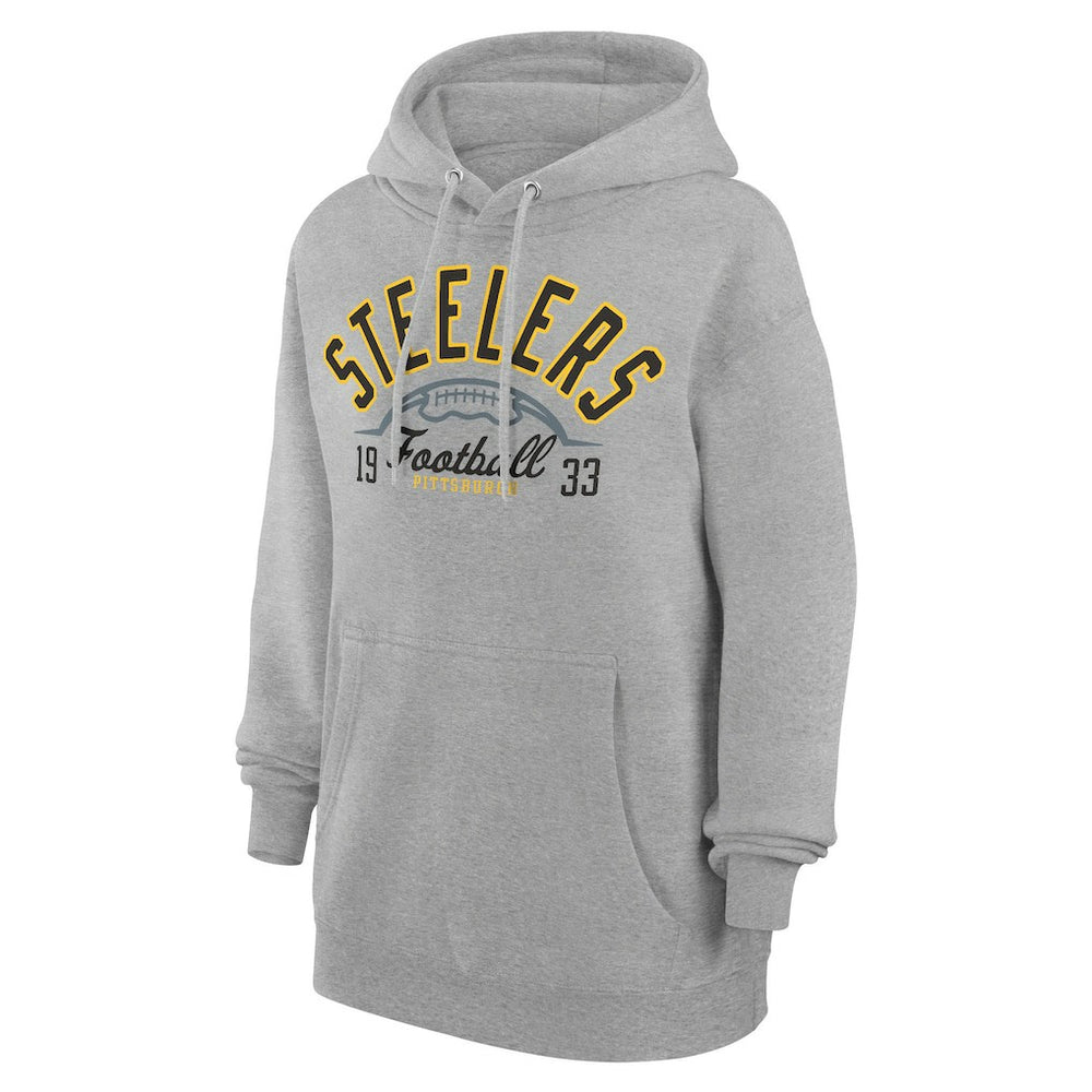 Pittsburgh Steelers Starter Unisex Half Ball Team Fleece Pullover Hoodie - Heather Gray - NFL