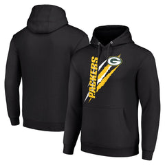 Green Bay Packers Starter Unisex Color Scratch Fleece Pullover Hoodie - Black - NFL