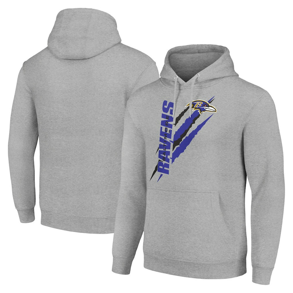 Baltimore Ravens Starter Unisex Color Scratch Fleece Pullover Hoodie - Heather Gray - NFL