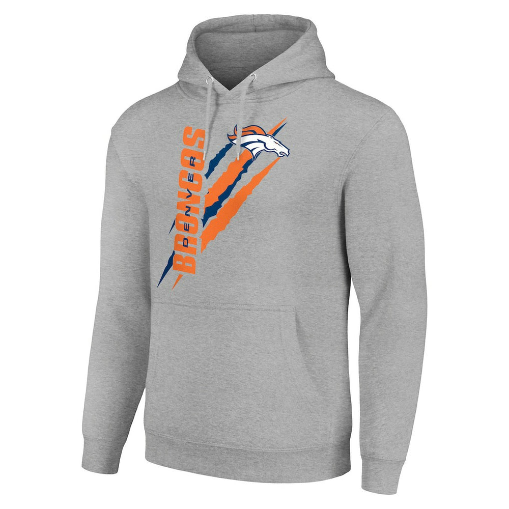 Denver Broncos Starter Unisex Color Scratch Fleece Pullover Hoodie - Heather Gray - NFL