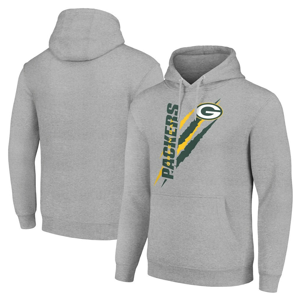 Green Bay Packers Starter Unisex Color Scratch Fleece Pullover Hoodie - Heather Gray - NFL
