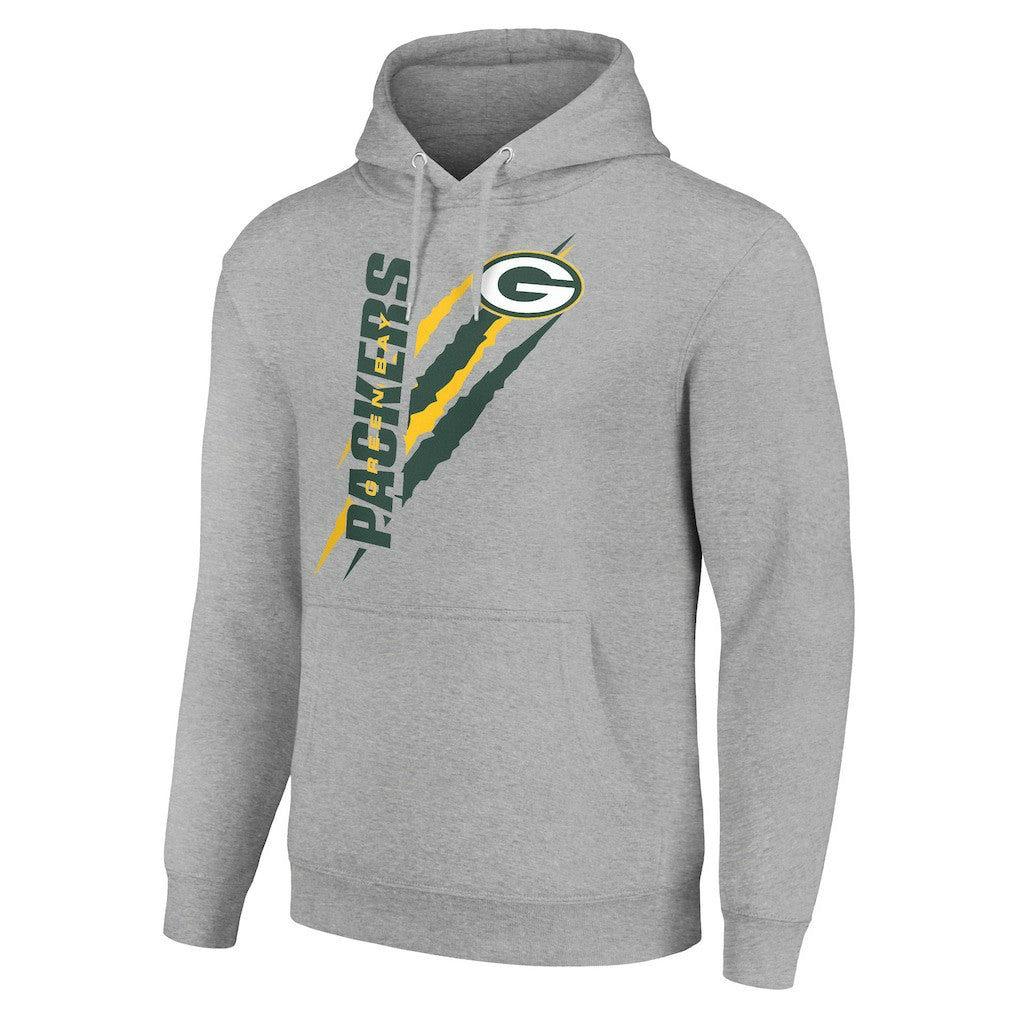Green Bay Packers Starter Unisex Color Scratch Fleece Pullover Hoodie - Heather Gray - NFL