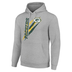 Green Bay Packers Starter Unisex Color Scratch Fleece Pullover Hoodie - Heather Gray - NFL