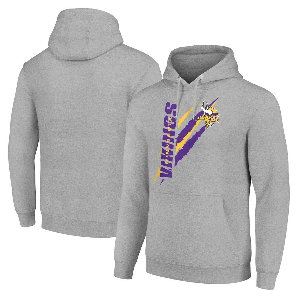 Minnesota Vikings Starter Unisex Color Scratch Fleece Pullover Hoodie - Heather Gray - NFL