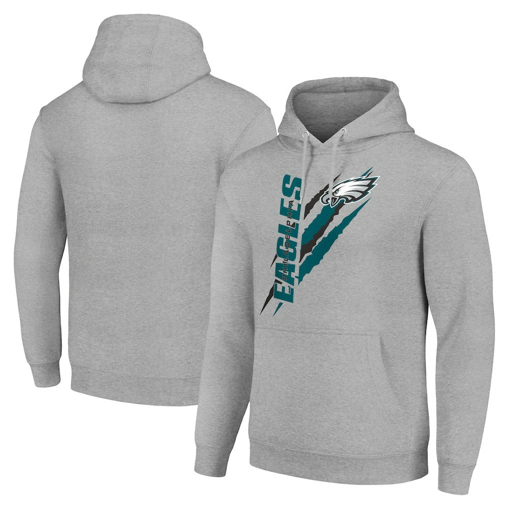 Philadelphia Eagles Starter Unisex Color Scratch Fleece Pullover Hoodie - Heather Gray - NFL