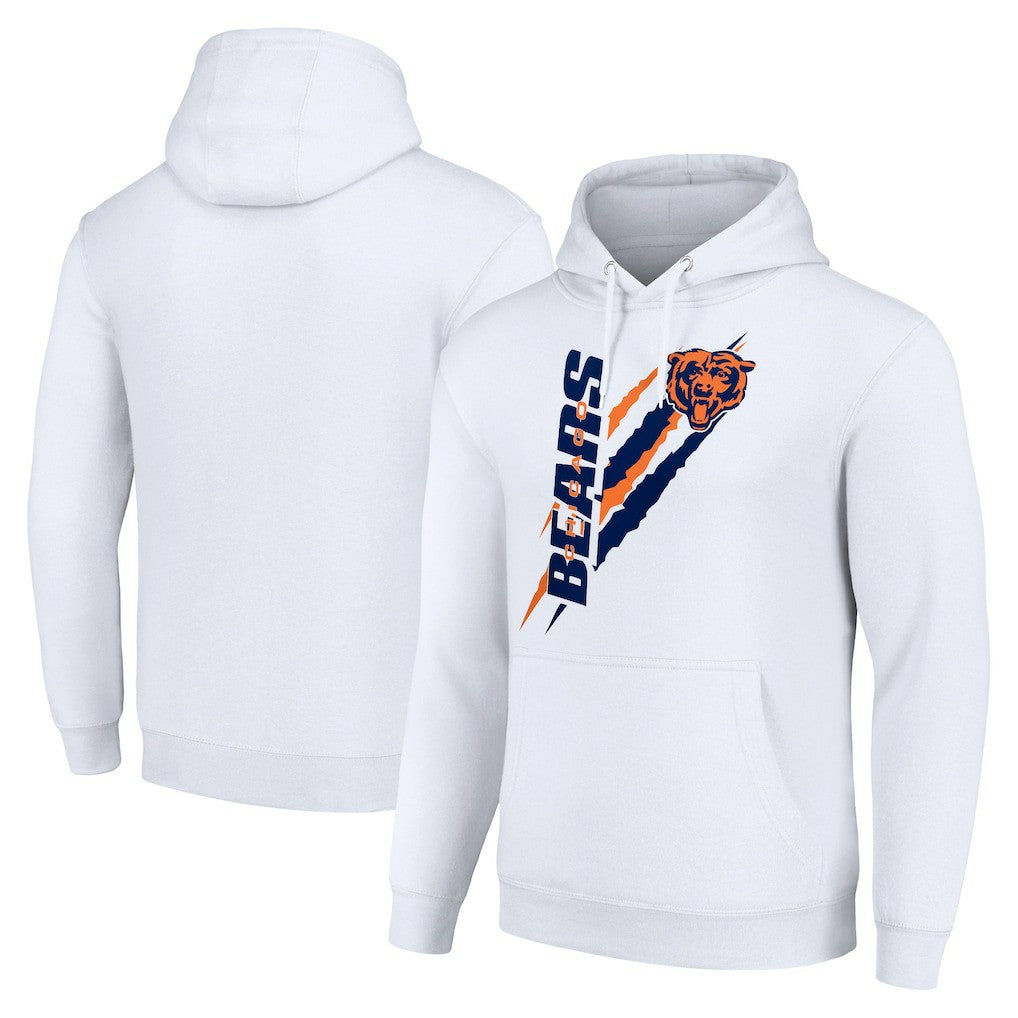 Chicago Bears Starter Unisex Color Scratch Fleece Pullover Hoodie - White - NFL