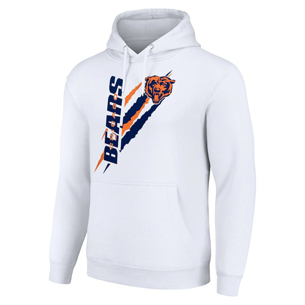 Chicago Bears Starter Unisex Color Scratch Fleece Pullover Hoodie - White - NFL