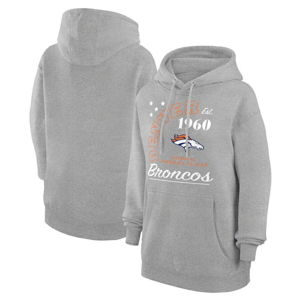 Denver Broncos Starter Unisex Arch Team Fleece Pullover Hoodie - Heather Gray - NFL