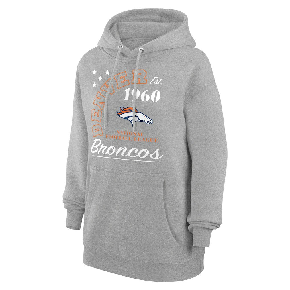 Denver Broncos Starter Unisex Arch Team Fleece Pullover Hoodie - Heather Gray - NFL