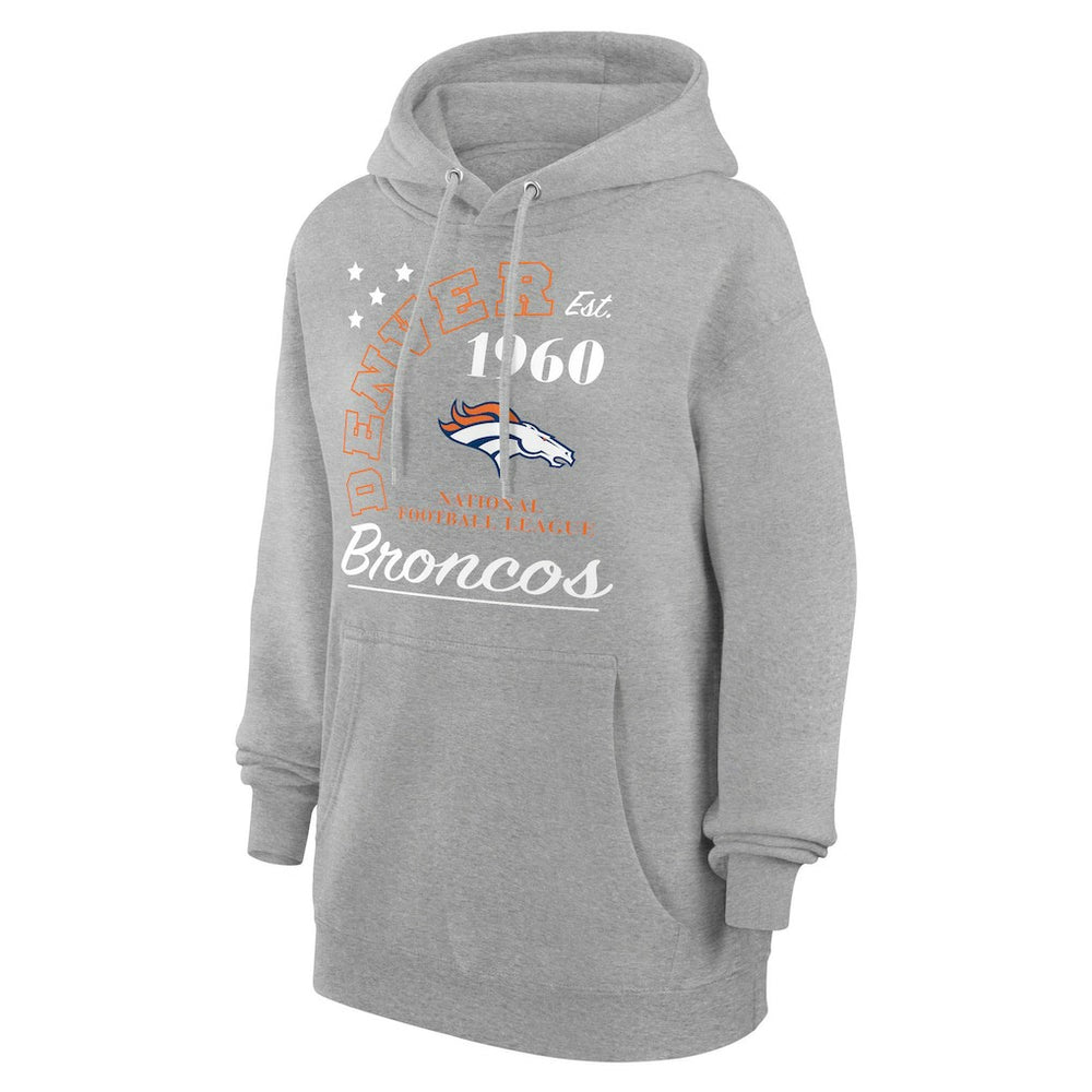 Denver Broncos Starter Unisex Arch Team Fleece Pullover Hoodie - Heather Gray - NFL