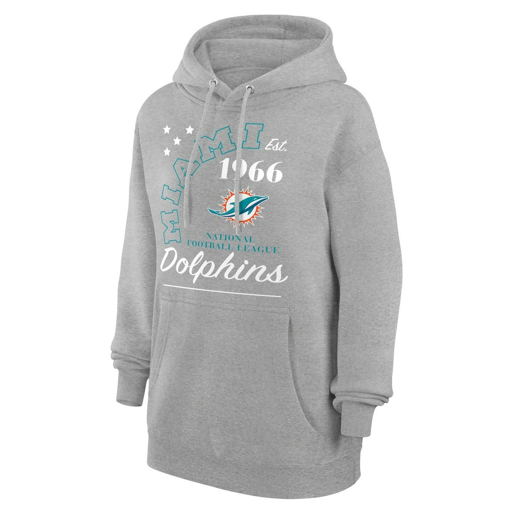 Miami Dolphins Starter Unisex Arch Team Fleece Pullover Hoodie - Heather Gray - NFL