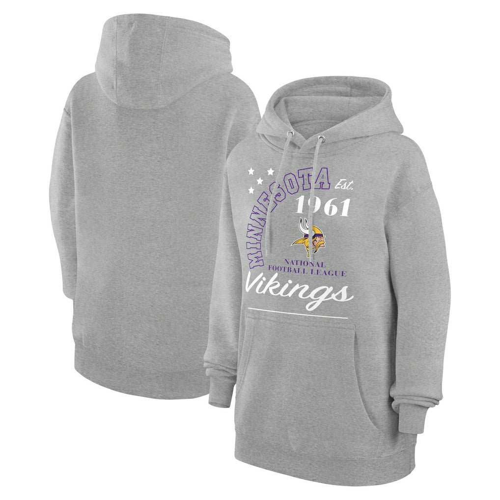 Minnesota Vikings Starter Unisex Arch Team Fleece Pullover Hoodie - Heather Gray - NFL