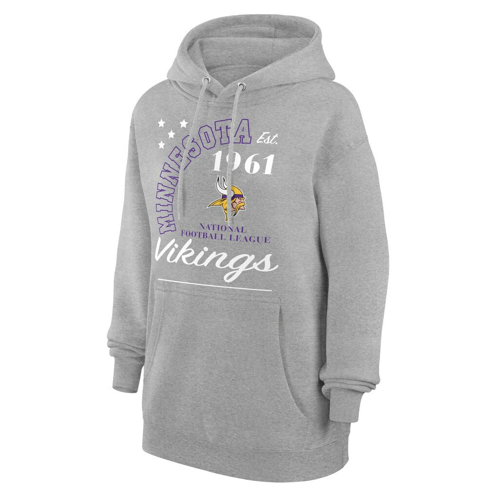 Minnesota Vikings Starter Unisex Arch Team Fleece Pullover Hoodie - Heather Gray - NFL