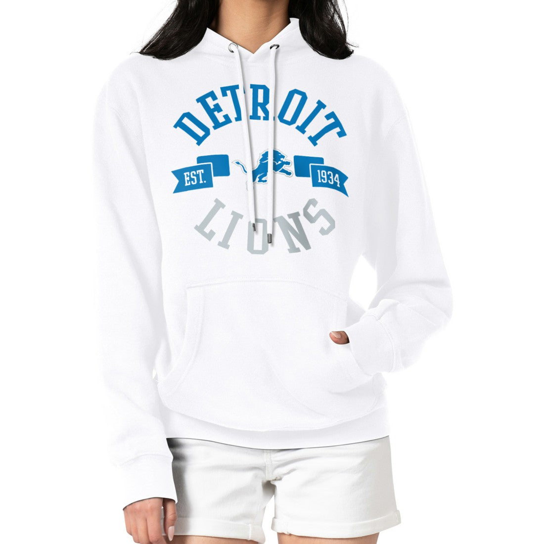 Detroit Lions G-III 4Her by Carl Banks Women's City Graphic Team Fleece Pullover Hoodie - White - NFL
