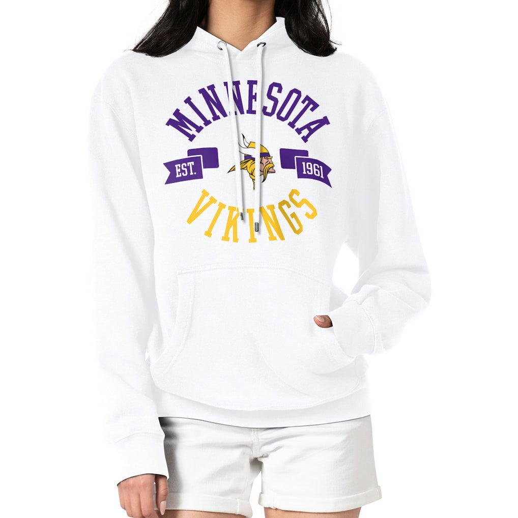 Minnesota Vikings G-III 4Her by Carl Banks Women's City Graphic Team Fleece Pullover Hoodie - White - NFL