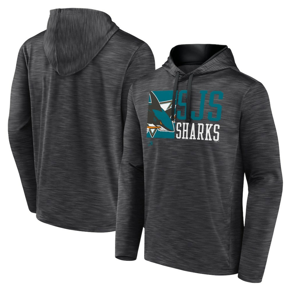 San Jose Sharks Fanatics Never Quit Pullover Hoodie - Charcoal | Fanatics Clearance