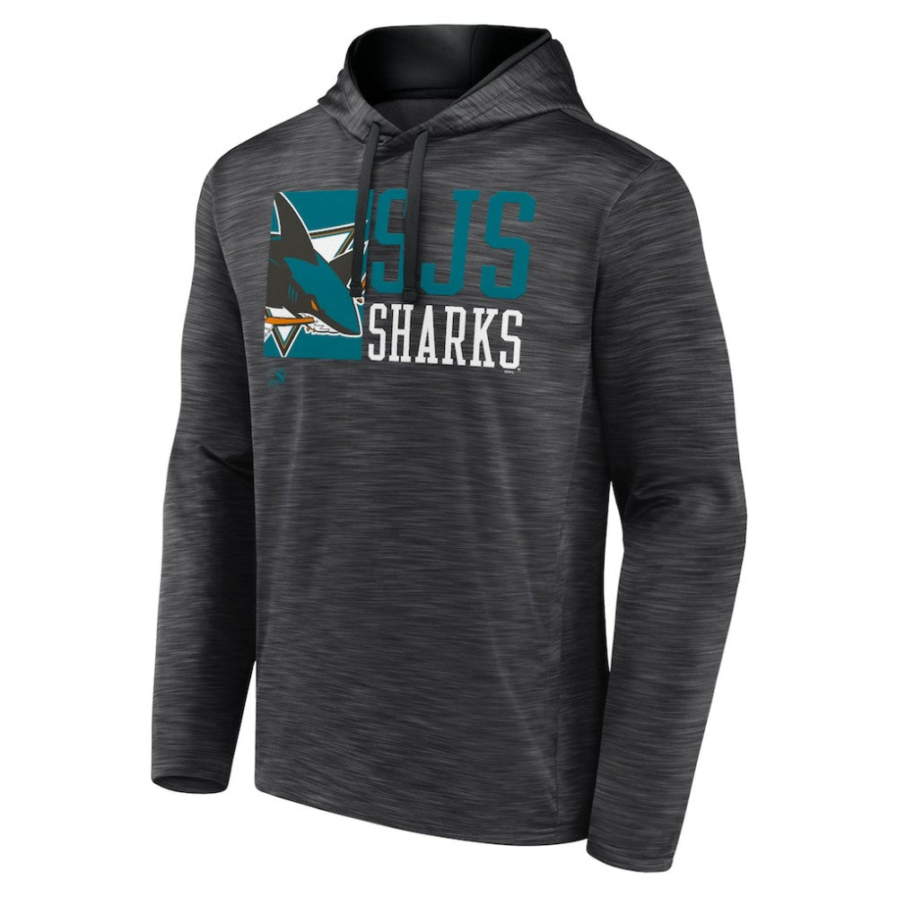 San Jose Sharks Fanatics Never Quit Pullover Hoodie - Charcoal | Fanatics Clearance