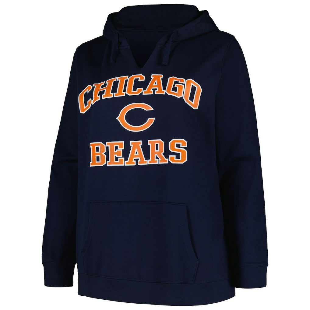 Chicago Bears Women's Plus Size Heart and Soul V-Neck Pullover Hoodie - Navy - Fanatics