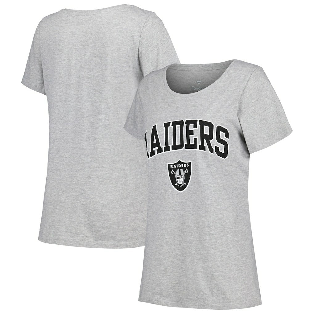 Las Vegas Raiders Women's Plus Size Arch Over Logo T-Shirt - Heather Gray - Fanatics