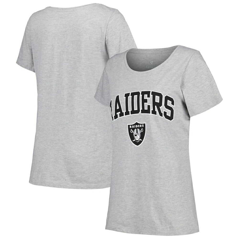 Las Vegas Raiders Women's Plus Size Arch Over Logo T-Shirt - Heather Gray - Fanatics