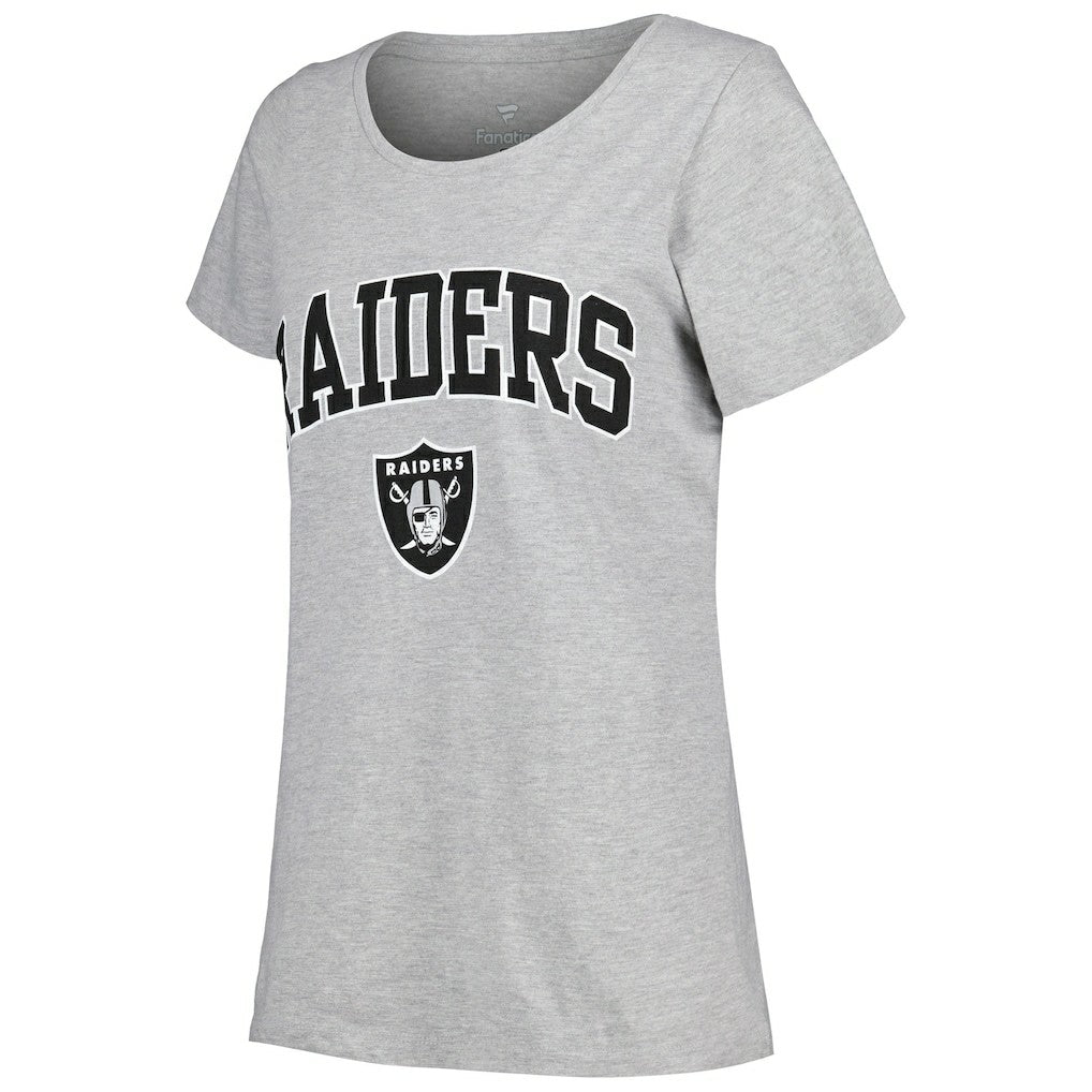 Las Vegas Raiders Women's Plus Size Arch Over Logo T-Shirt - Heather Gray - Fanatics