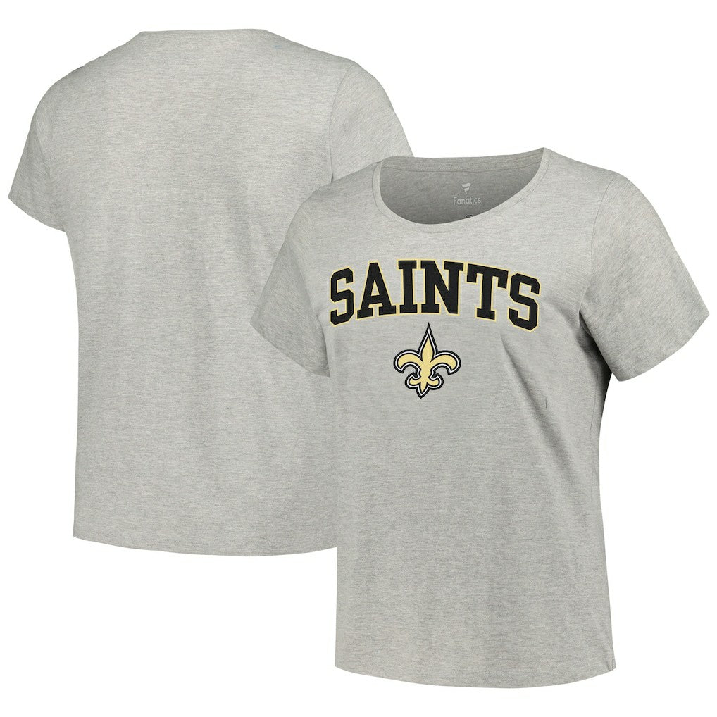 New Orleans Saints Women's Plus Size Arch Over Logo T-Shirt - Heather Gray - Fanatics