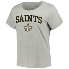 New Orleans Saints Women's Plus Size Arch Over Logo T-Shirt - Heather Gray - Fanatics