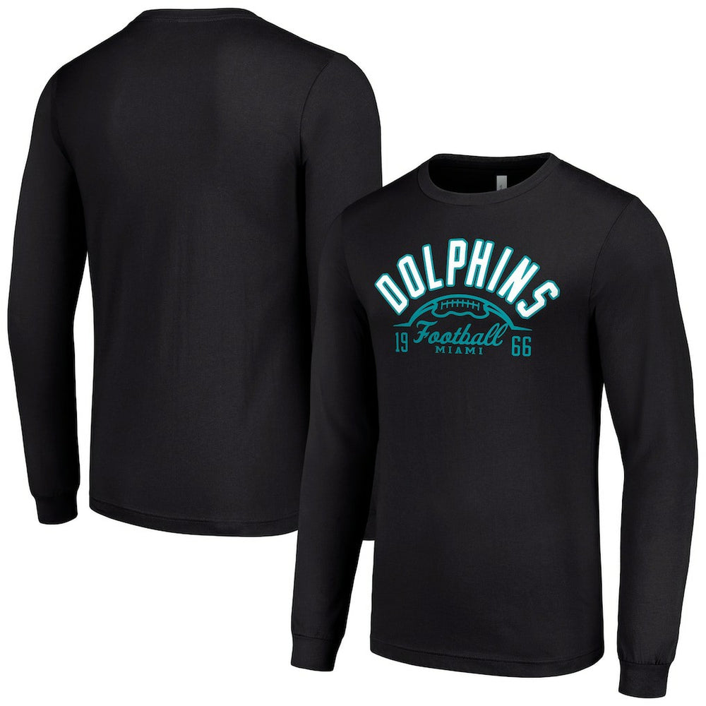 Miami Dolphins Starter Half Ball Team Long Sleeve T-Shirt - Black - NFL