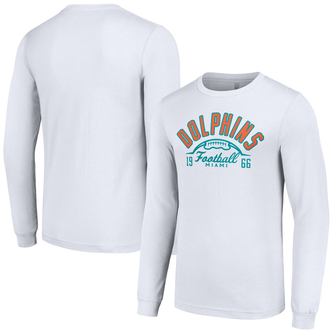 Miami Dolphins Starter Half Ball Team Long Sleeve T-Shirt - White - NFL