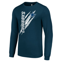 Dallas Cowboys Starter Color Scratch Long Sleeve T-Shirt - Navy - NFL