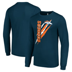 Denver Broncos Starter Color Scratch Long Sleeve T-Shirt - Navy - NFL