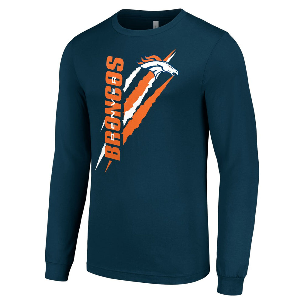Denver Broncos Starter Color Scratch Long Sleeve T-Shirt - Navy - NFL