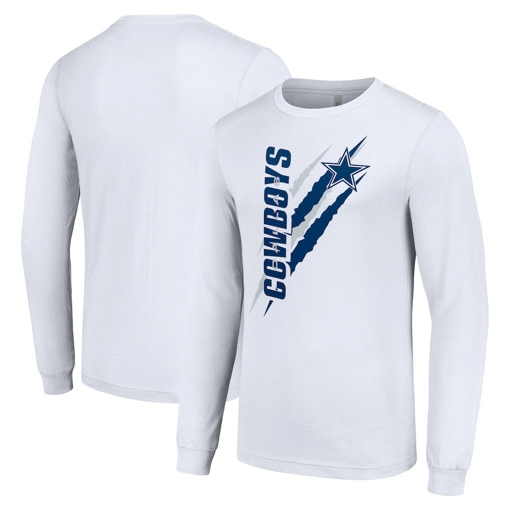 Dallas Cowboys Starter Color Scratch Long Sleeve T-Shirt - White - NFL